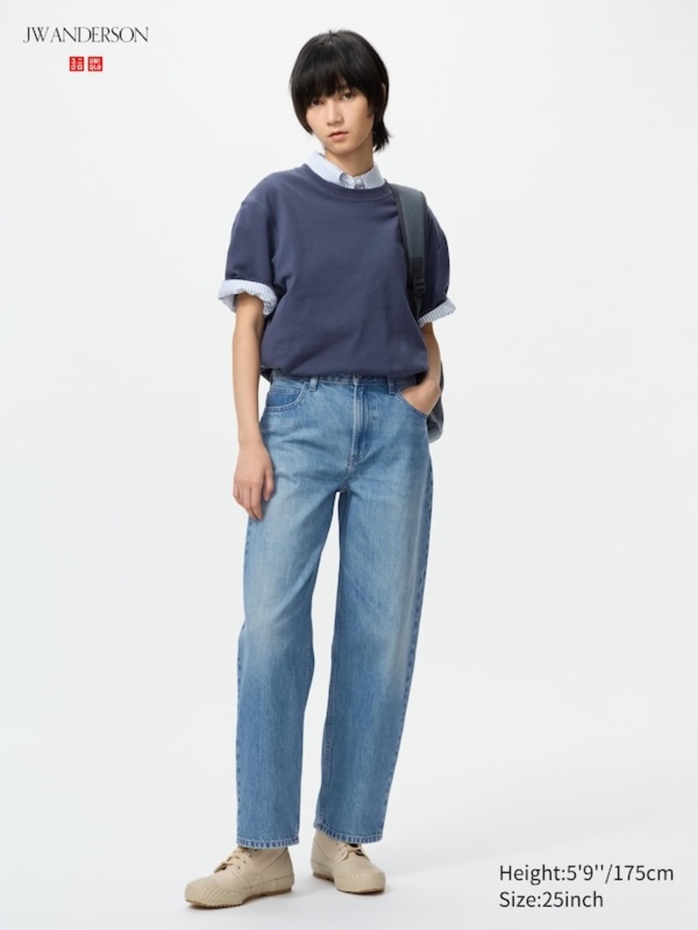 Uniqlo JW Anderson Baggy Jeans Wide Leg Med Blue Wash 26 X 30